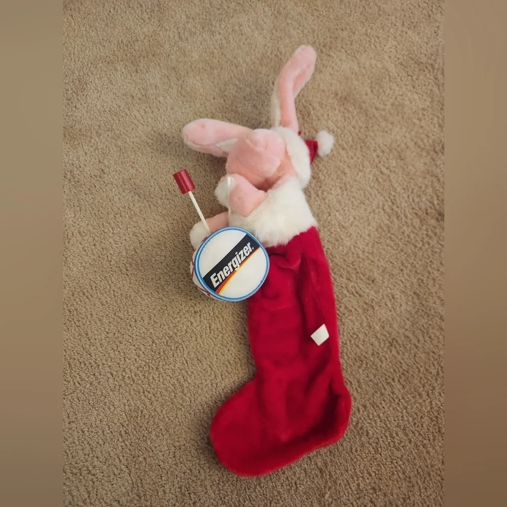 Vintage 1993 Energizer Bunny Plush Christmas Stocking‎ w/ Drum #Y